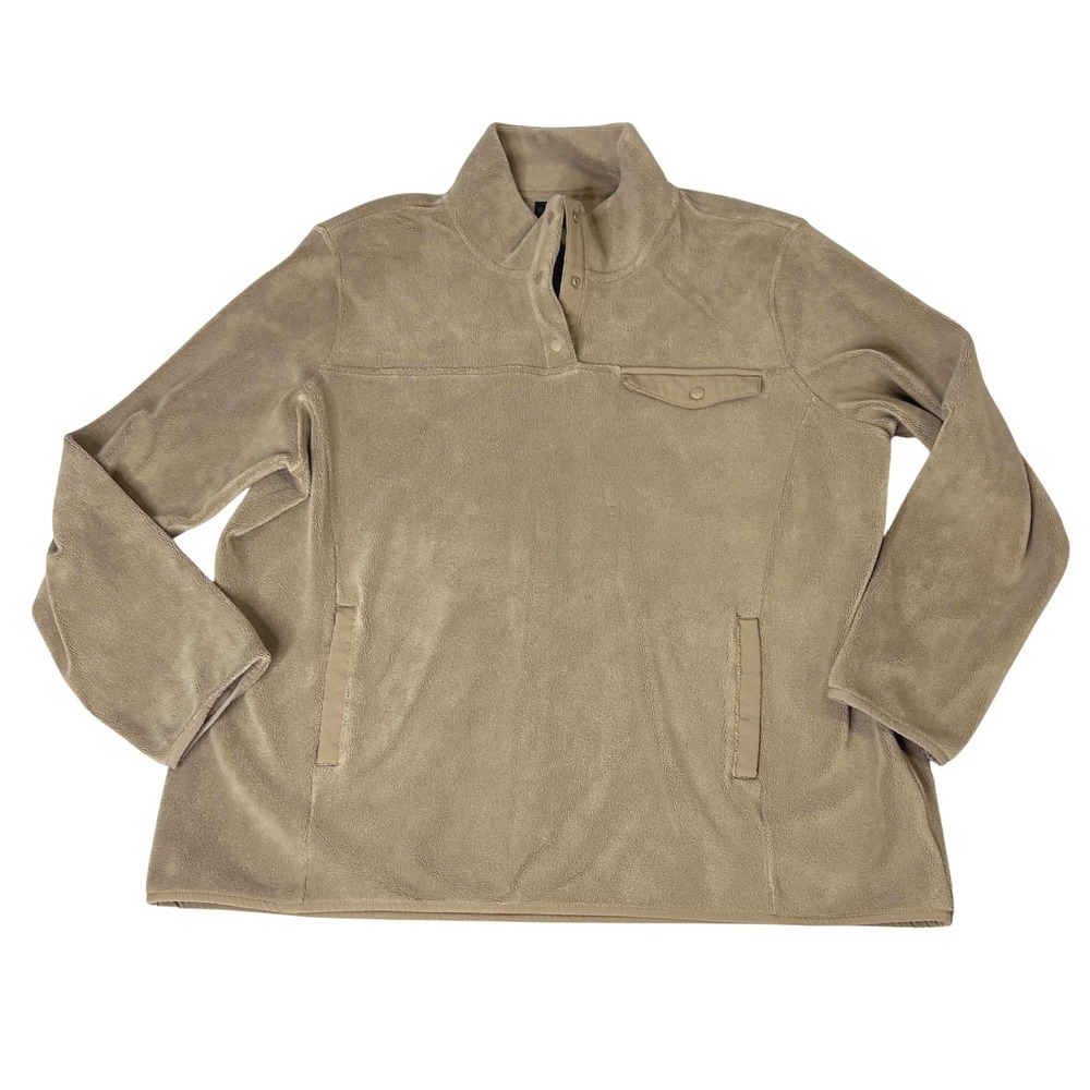 32 Degrees Heat Fleece Pullover Tan Khaki Snap Neck Mock Neck XL T2313133